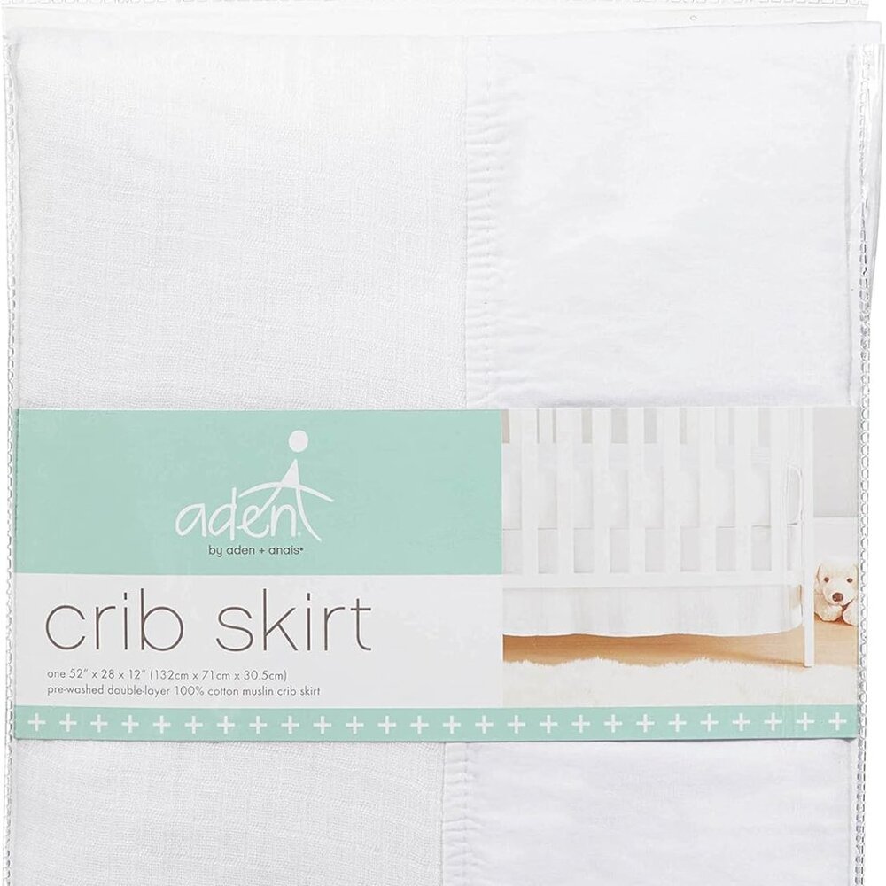 aden + anais Classic Crib Skirt, 100% Cotton Muslin, Super Soft, Tailored Fit, W